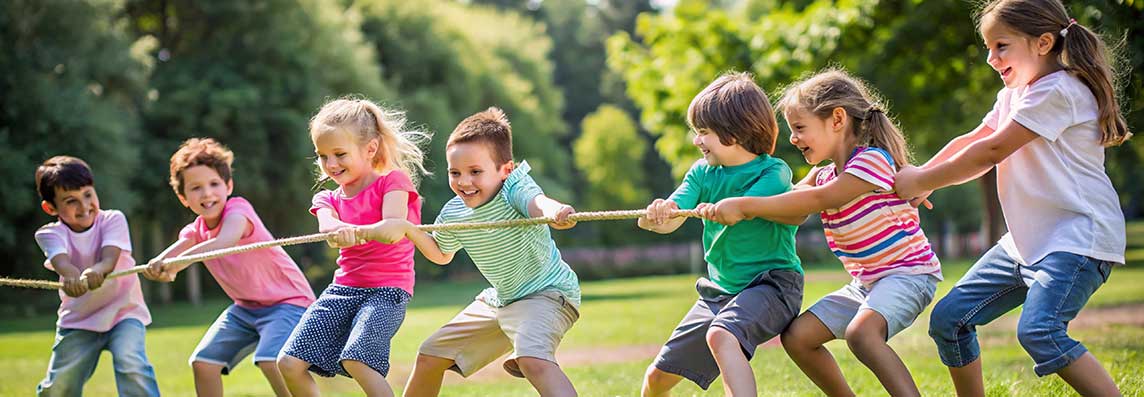 Kids playing tug of war